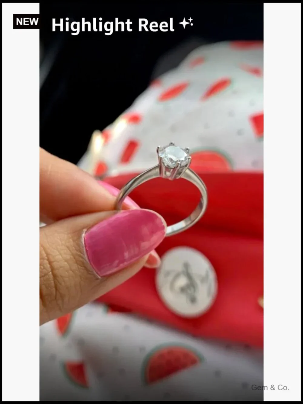1.0 Carat Solitaire Cubic Zircon Engagement Ring Stainless Steel Size 7